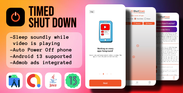Auto Turn Off Phone Android with Admob - Timed Shut Down