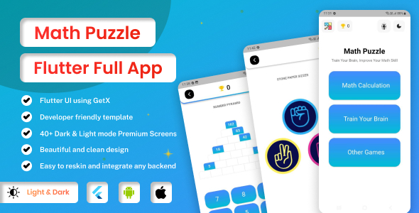 Maths Puzzle : Maths Game | Full Application With Admob Ready to Publish | Flutter iOS/Android App