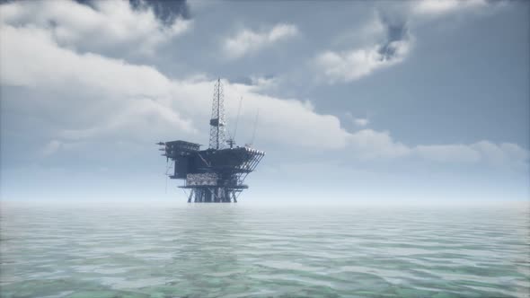 Large Pacific Ocean Offshore Oil Rig Drilling Platform alt
