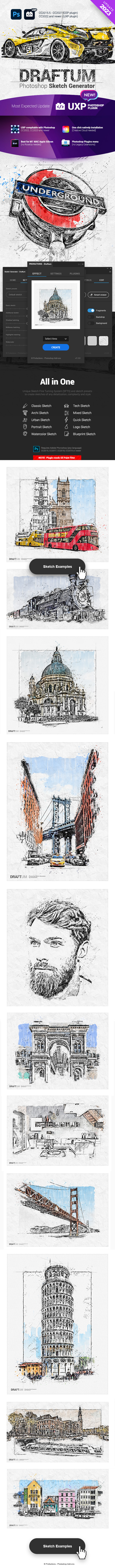 Sketch Generator - Draftum - UXP Photoshop Plugin