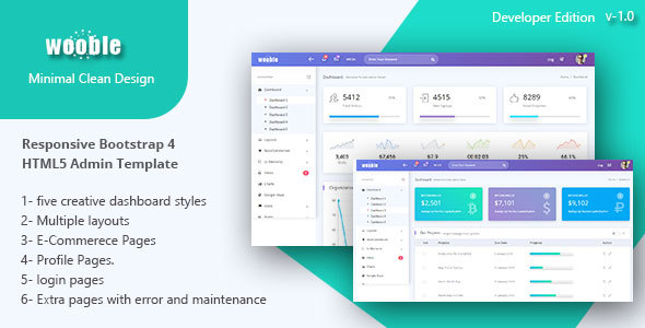 Wooble - Minimal Ecommerce and Corporate Admin Dashboard
