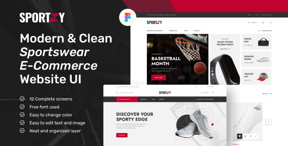 Sportzy - Sportswear E-Commerce Website Design UI Figma Template
