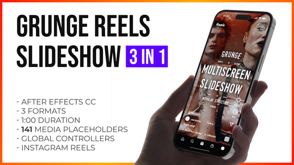 Grunge Grid Multiscreen Slideshow Reels and Stories