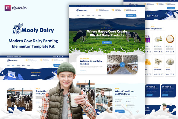 Mooly - Modern Cow Dairy Farming Elementor Template Kit