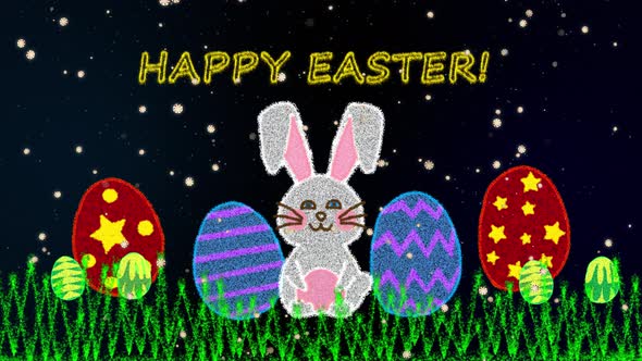 Easter Background With Bunny And Colored Eggs