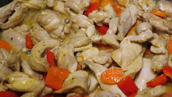 Preparation of Teriyaki Chicken on Frying Pan