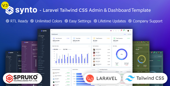 Synto - Laravel Tailwind Admin & Dashboard Template