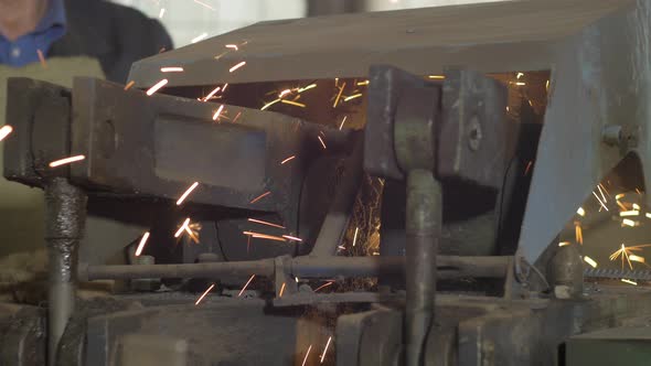 Welding sparks in a factory