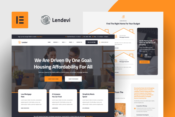 Lendevi - Mortgage Elementor Template Kit