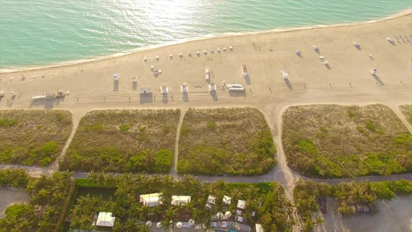 Drone footage of South beach in Miami