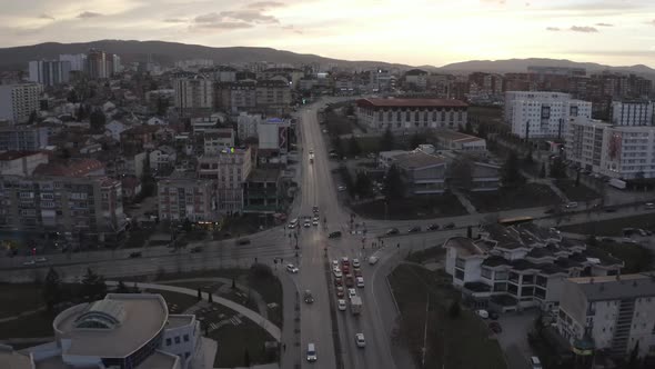 Aerial Drone City View Prishtina, Kosovo