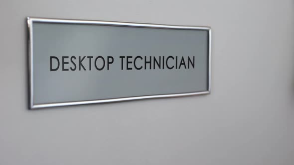 Desktop Technician Office, Hand Knocking Closeup, Computer Maintenance, Repair