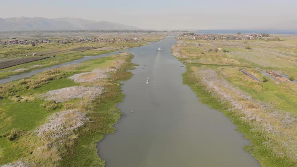 Aerial view of Inle Lake.