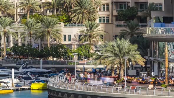 View of Dubai Marina Modern Towers in Dubai at Day Time Timelapse