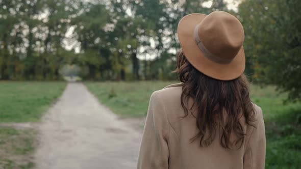 Woman Hat Walking