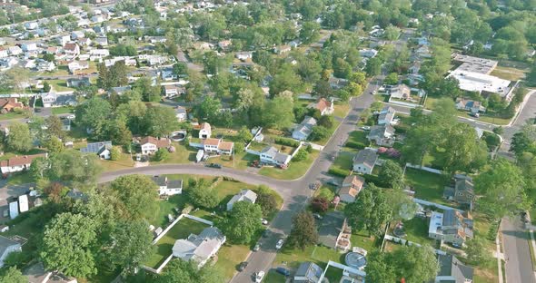 Panoramic View of View at Height Roofs Small Town of House of Residential Quarters East Brunswick