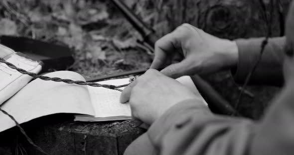 Russian Soviet Infantry Red Army Soldier In World War II Using Russian Soviet Portable Radio