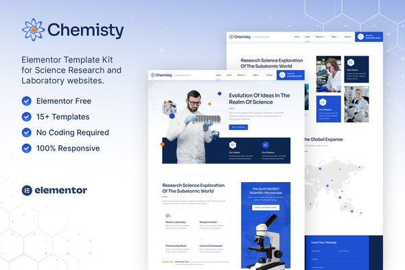 Chemisty – Science Research & Laboratory Elementor Template Kit