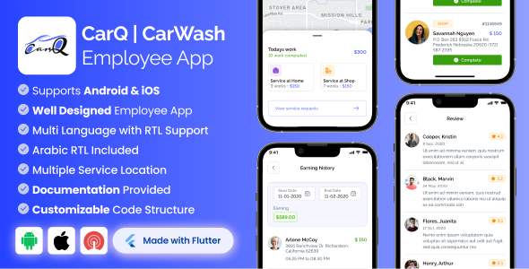 Employee App for CarQ Car Wash Marketplace SAAS Flutter App