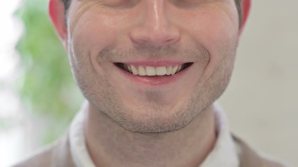 Close Up of Smiling Mouth of Man