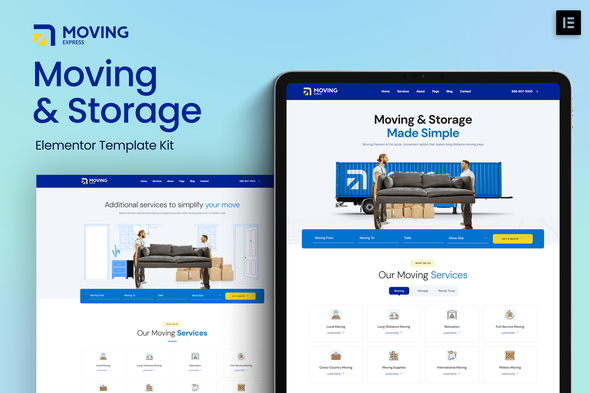 MovingExpress - Moving & Storage Company Elementor Template Kit