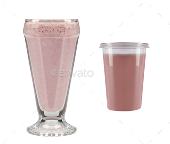 Pink milk shake isolated