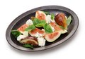 fig caprese salad(fig, mozzarella and basil) isolated on white background - PhotoDune Item for Sale