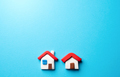 Two houses on a blue background. Place for text. Find most suitable housing options. - PhotoDune Item for Sale