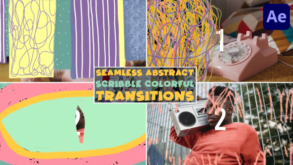 Seamless Abstract Scribble Colorful Transitions | After Effects alt
