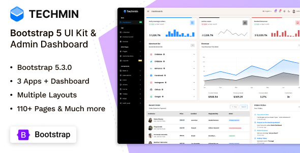Techmin - Bootstrap UI Kit & Admin Dashboard Template