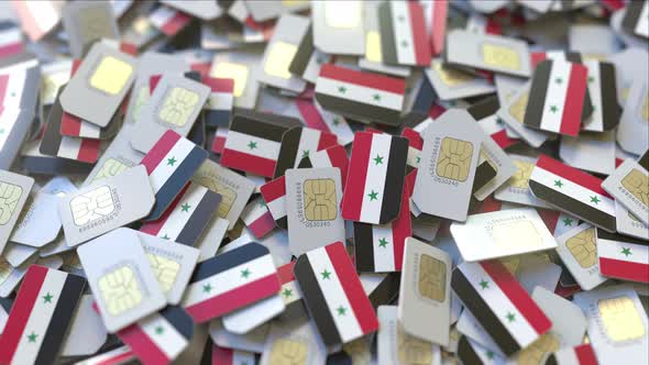 Many SIM Cards with Flag of Syria