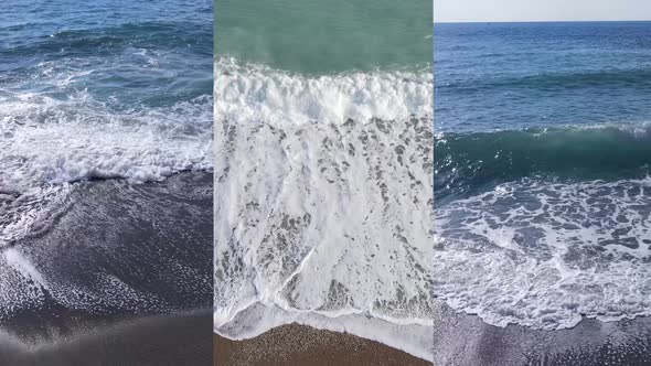 Three in One Vertical Video of the Sea Near the Shore