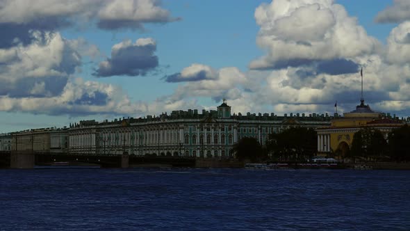 Dramatic Sky Over Neva River in Saint Petersburg