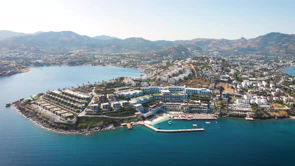 Bird Eye View of the City with Hotels and White Houses Onthe Ocean Coast at Noon