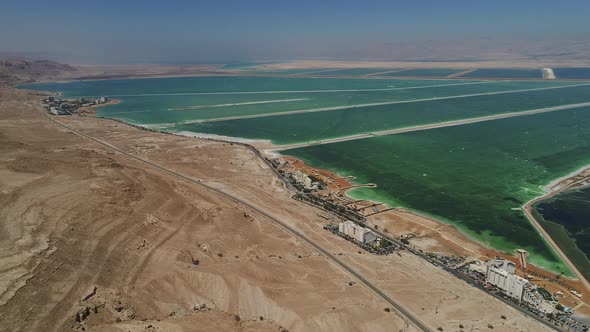 Aerial of the Dead Sea shoreline