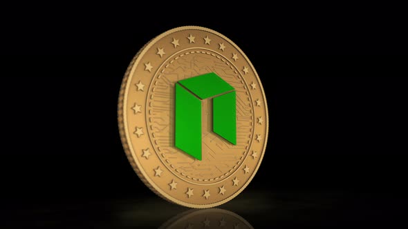 Neo altcoin cryptocurrency golden coin 3d