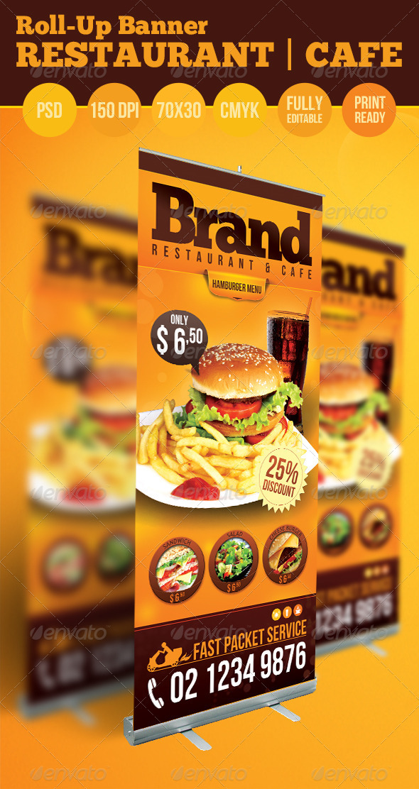 Restaurant Roll Up Banner Graphics Designs Templates