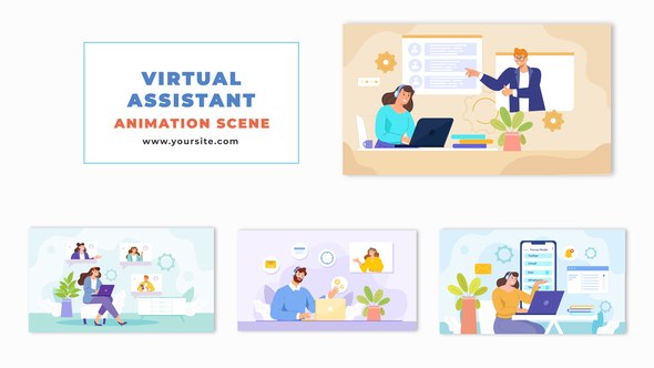 2D Animation of Virtual Assistant Performing Tasks