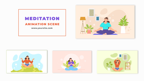 2D Animation Scene of a Flat Character Engaged in Meditation