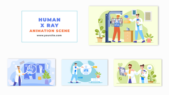 Human X Ray Educational Flat Animation Scene