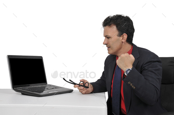 Salesman at a computer