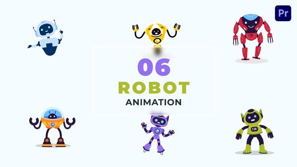 Robots Set 2D Character Animation Scene