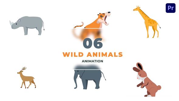 Wildlife Animals in Cartoon Animation Scene