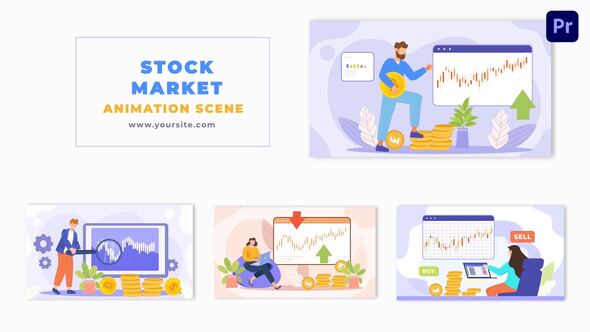 Stock Buying and Selling Character Animation Scene