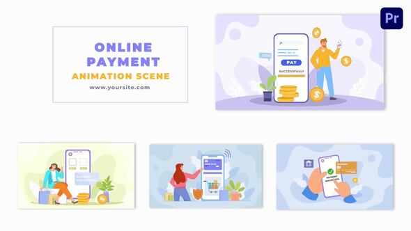 Flat Design Digital Payment Methods Animation Scene