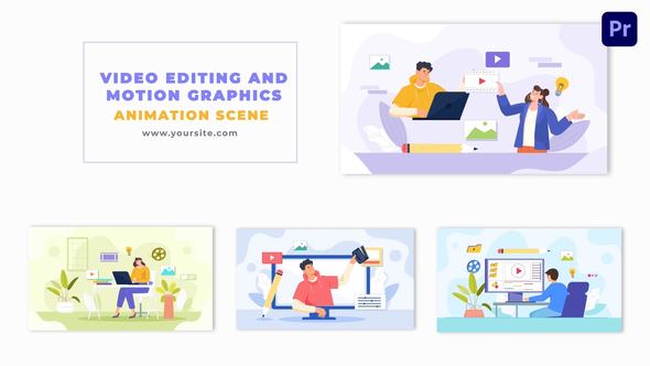 Video Editor and Motion Graphics Artists 2D Character Animation Scene