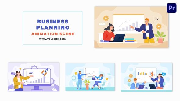 Flat Character Design Corporate Business Strategy Animation Scene