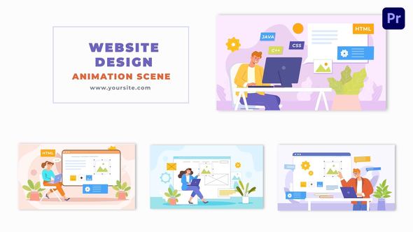 Vector Animation Scene of Website Designers Working