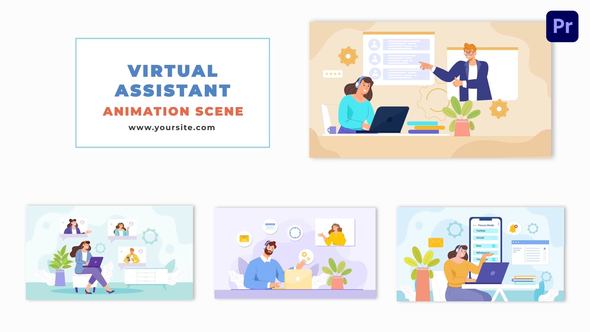 Vector Animation of Virtual Assistant Performing Tasks