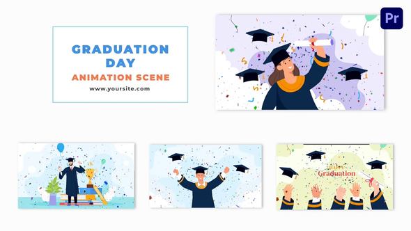 Flat Vector Graduation Day Ceremony Animation Scene